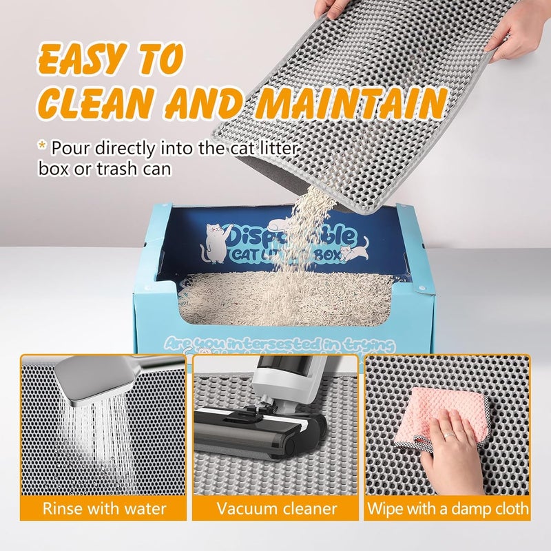 ondware Store Cat Litter Mat, 24x15 Inch Double Layer Litters Box Mat, Waterproof Cat Mat for Litter Box(Gray) - Image 4